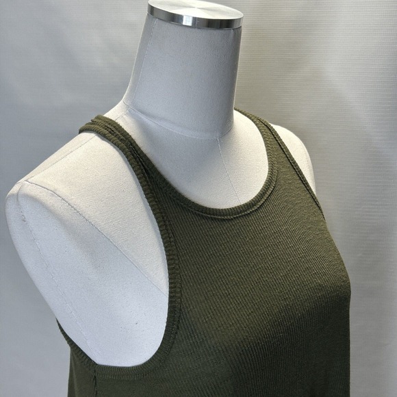 Free People Ribbed Army Green Flowy Racer Back Tank Top Small Urban Outfitters - Picture 2 of 9